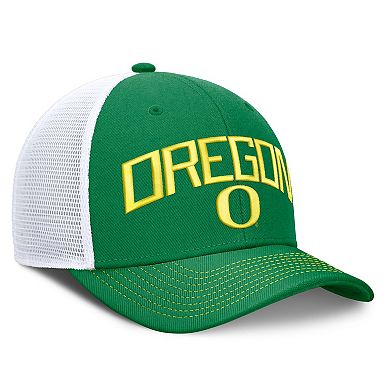 Unisex Nike Green/White Oregon Ducks Primetime Arched Trucker Adjustable Hat
