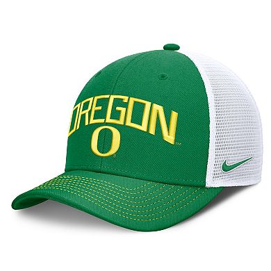 Unisex Nike Green/White Oregon Ducks Primetime Arched Trucker Adjustable Hat
