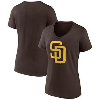 Women's Logo Athletic Brown San Diego Padres Official Logo Athletic V-Neck T-Shirt