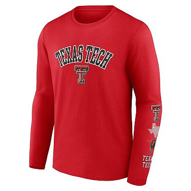Men's Fanatics Red Texas Tech Red Raiders Badging Long Sleeve T-Shirt