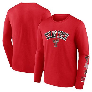 Men's Fanatics Red Texas Tech Red Raiders Badging Long Sleeve T-Shirt
