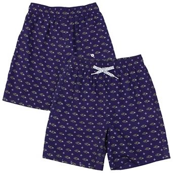Youth Wes & Willy Purple Baltimore Ravens Fleur Swim Trunks