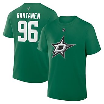 Men's Fanatics Mikko Rantanen Green Dallas Stars Authentic Stack Name & Number T-Shirt