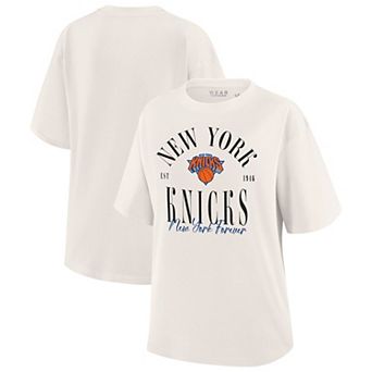 Women's WEAR by Erin Andrews White New York Knicks Peached Vintage T-Shirt