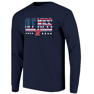 Men's Navy Ole Miss Rebels Tall Type Flag Long Sleeve T-Shirt