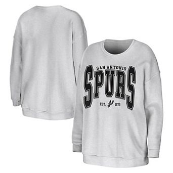 Women's WEAR by Erin Andrews Gray San Antonio Spurs Oversized Crew Sweatshirt