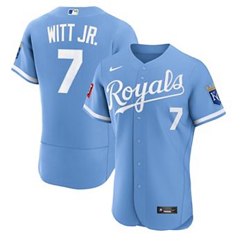 Men's Nike Bobby Witt Jr. Light Blue Kansas City Royals Alternate Authentic Sponsor Patch Jersey