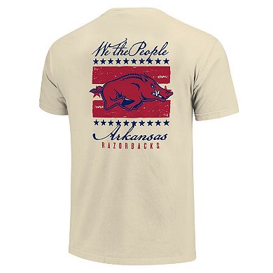 Men's Cream Arkansas Razorbacks Uncle Sam Mascot T-Shirt