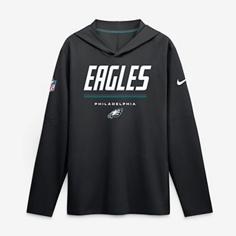 Men's Nike Black Philadelphia Eagles Sideline Lightweight Long Sleeve Hooded Dri-FIT Top
