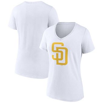 Women's Logo Athletic White San Diego Padres Official Logo Athletic V-Neck T-Shirt