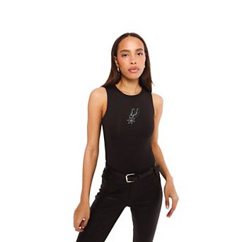 Women's Hype and Vice Black San Antonio Spurs Contouring Bodysuit Tank Top