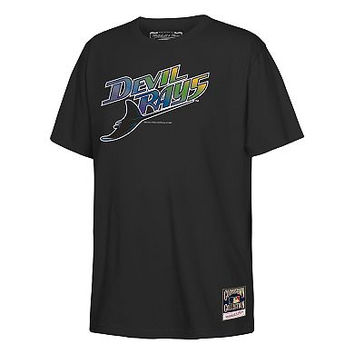 Youth Mitchell & Ness Black Tampa Bay Rays Retro Logo T-Shirt