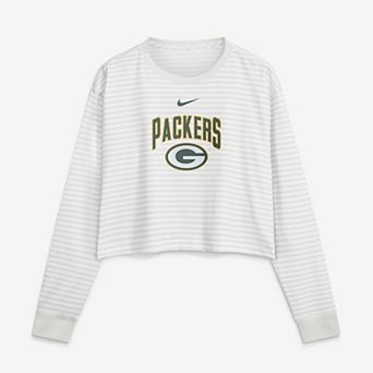 Women's Nike White Green Bay Packers Loose Fit Crop Top