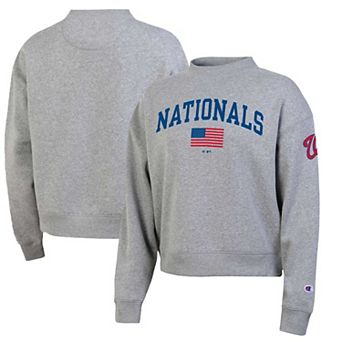 Women's Champion Heather Gray Washington Nationals Americana Triumph Fleece Tri-Blend Sweatshirt