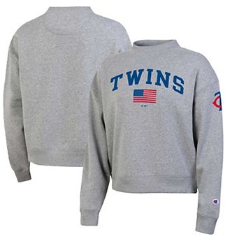 Women's Champion Heather Gray Minnesota Twins Americana Triumph Fleece Tri-Blend Sweatshirt