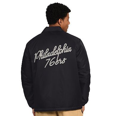Men's Starter Black Philadelphia 76ers Coaches Jacket