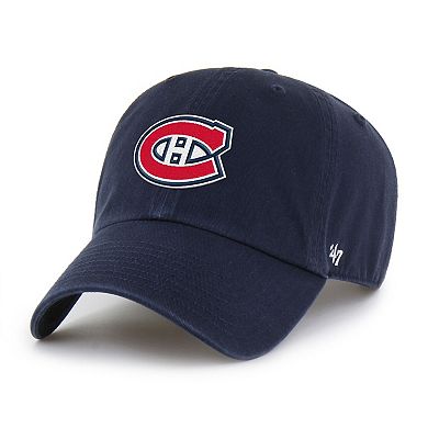 Men's '47 Navy Montreal Canadiens Logo Clean Up Adjustable Hat