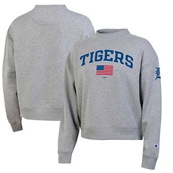 Women's Champion Heather Gray Detroit Tigers Americana Triumph Fleece Tri-Blend Sweatshirt