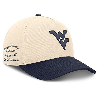 Unisex Nike Natural/Navy West Virginia Mountaineers Campus Prep Rise Adjustable Hat