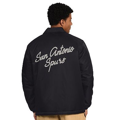 Men's Starter Black San Antonio Spurs Full-Snap Coaches Jacket