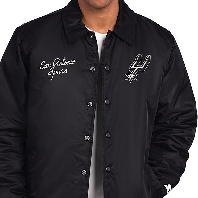 Men's Starter Black San Antonio Spurs Full-Snap Coaches Jacket