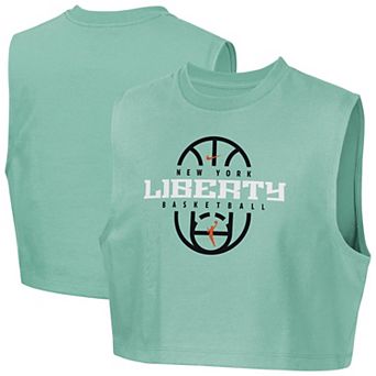 Girls Youth Nike Mint New York Liberty 2026 Authentic Practice Sleeveless Cropped T-Shirt