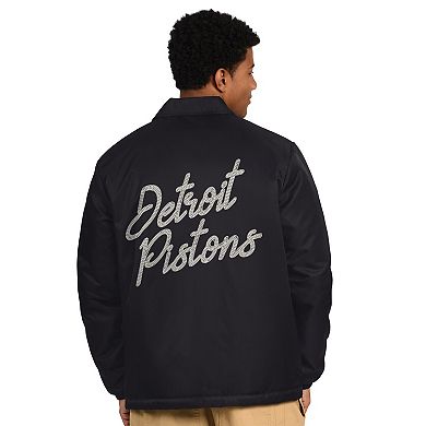 Men's Starter Black Detroit Pistons Coaches Jacket
