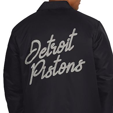 Men's Starter Black Detroit Pistons Coaches Jacket
