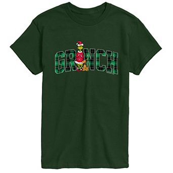 Men's Dr. Seuss The Grinch Christmas Plaid Logo Short Sleeve Graphic T-Shirt