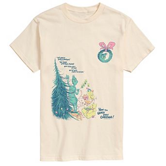 Men's Dr. Seuss How The Grinch Stole Christmas Scene Vintage Short Sleeve Graphic T-Shirt