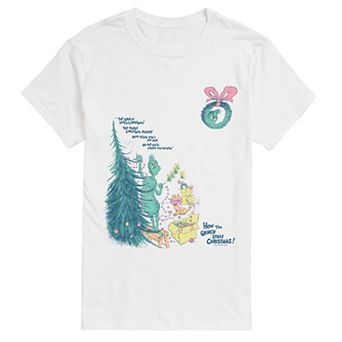 Men's Dr. Seuss How The Grinch Stole Christmas Scene Vintage Short Sleeve Graphic T-Shirt