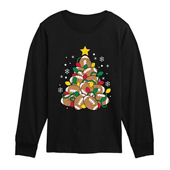 Boys 8-20 Football Christmas Tree Long Sleeve Graphic Tee