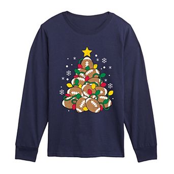 Boys 8-20 Football Christmas Tree Long Sleeve Graphic Tee