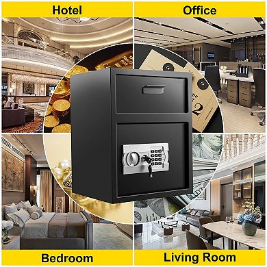1.7 Cubic Feet Digital Security Safe Box, Dual Lock Security Safe Box for Home Office