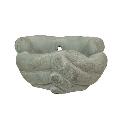 Cement Cupped Hands Wall Mountable Planter and Birdfeeder