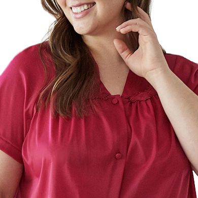 Exquisite Form Plus Size Nylon Tricot Short Sleeve Matching Pajama Set (1X - 3X) - 90807