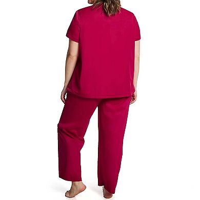 Exquisite Form Plus Size Nylon Tricot Short Sleeve Matching Pajama Set (1X - 3X) - 90807