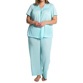Exquisite Form Plus Size Nylon Tricot Short Sleeve Matching Pajama Set (1X - 3X) - 90807