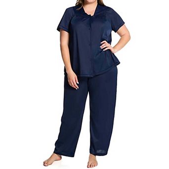 Exquisite Form Plus Size Nylon Tricot Short Sleeve Matching Pajama Set (1X - 3X) - 90807