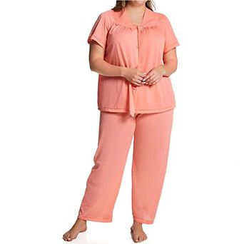 Exquisite Form Plus Size Nylon Tricot Short Sleeve Matching Pajama Set (1X - 3X) - 90807