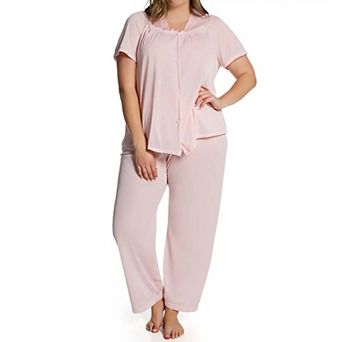 Exquisite Form Plus Size Nylon Tricot Short Sleeve Matching Pajama Set (1X - 3X) - 90807