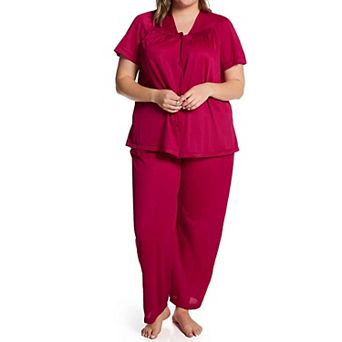 Exquisite Form Plus Size Nylon Tricot Short Sleeve Matching Pajama Set (1X - 3X) - 90807