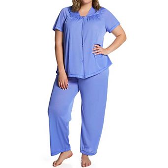 Exquisite Form Plus Size Nylon Tricot Short Sleeve Matching Pajama Set (1X - 3X) - 90807