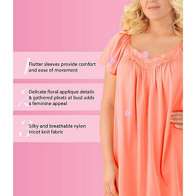 Exquisite Form Nylon Tricot Flutter Sleeve Short Knee Length Nightgown - 30109