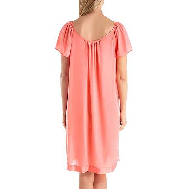 Exquisite Form Nylon Tricot Flutter Sleeve Short Knee Length Nightgown - 30109