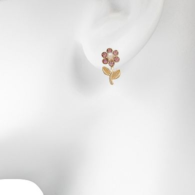 LC Lauren Conrad Gold Tone Flower With Stem Stud Earrings