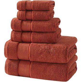 BOGASYL Cotton 6 pc Bath Towel Set, Ultra-Soft & Highly Absorbent Bathroom Towels