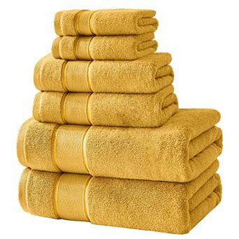 BOGASYL Cotton 6 pc Bath Towel Set, Ultra-Soft & Highly Absorbent Bathroom Towels