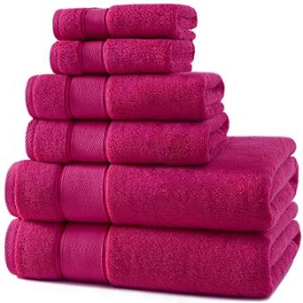BOGASYL Cotton 6 pc Bath Towel Set, Ultra-Soft & Highly Absorbent Bathroom Towels