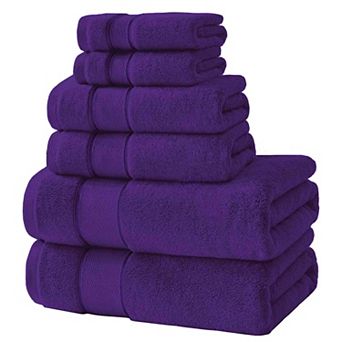 BOGASYL Cotton 6 pc Bath Towel Set, Ultra-Soft & Highly Absorbent Bathroom Towels